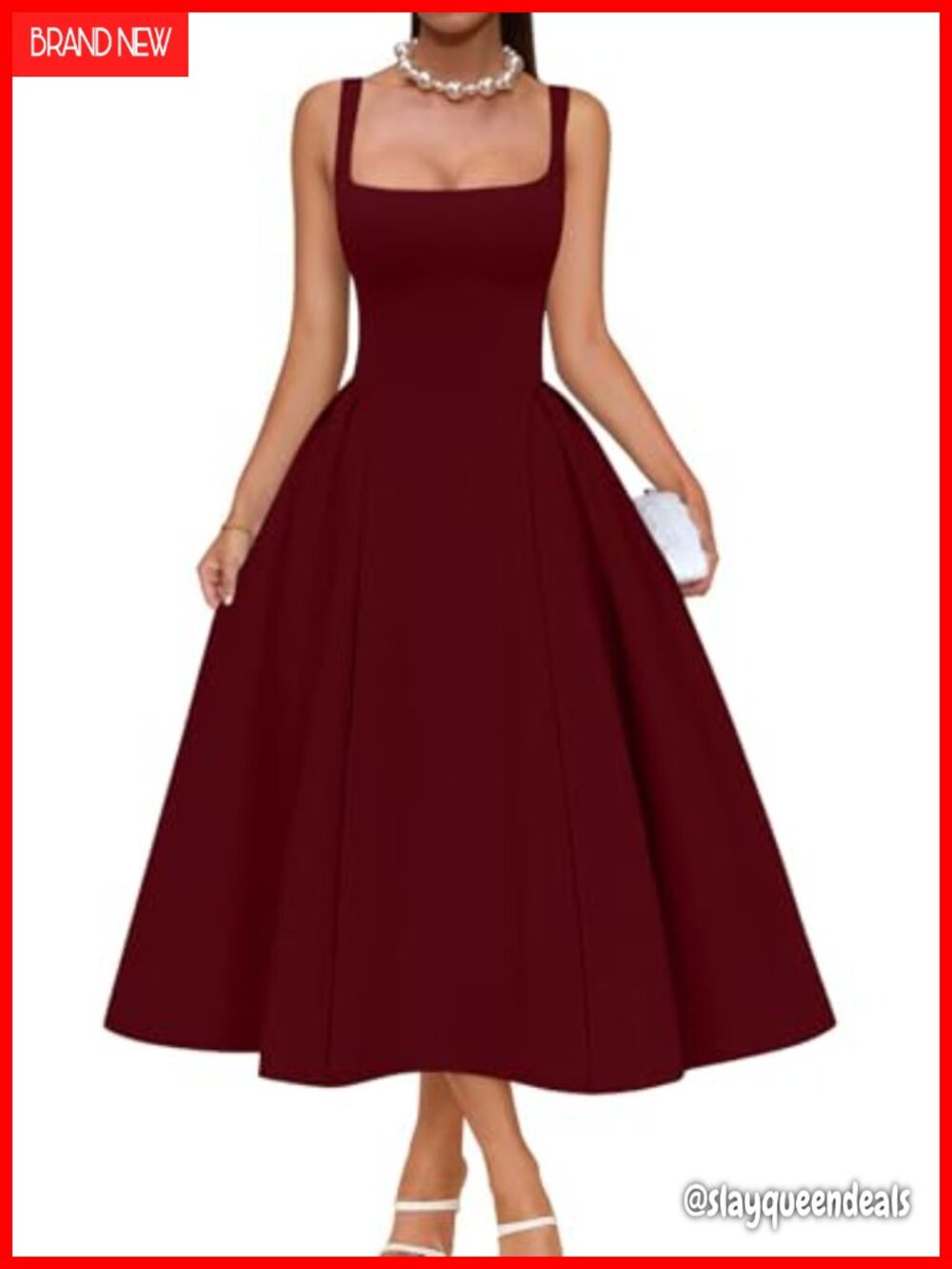 Memoriesea Women's Swing A-Line Midi Wedding Guest Party Dress